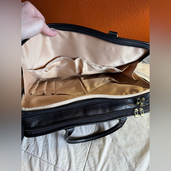 Banuce Leather‎ Messenger Laptop Briefcase Work Bag, Black - Picture 6 of 15